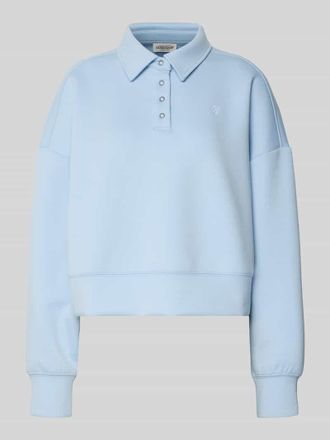 Guess Cropped Pullover mit Vikose-Anteil in Hellblau, Gr&ouml;&szlig;e XL