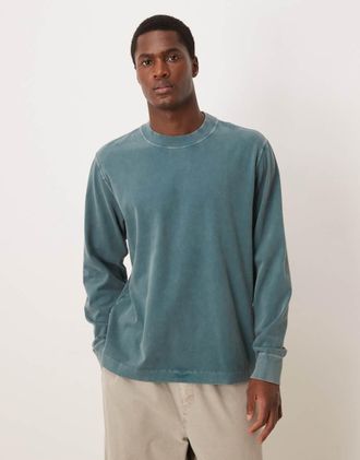 Abercrombie & Fitch Top premium pesante a maniche lunghe blu