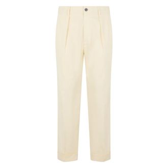 Slowear Cropped Trousers, male, White, Size: 2XL Tailored Regular Fit Trousers in Cotton