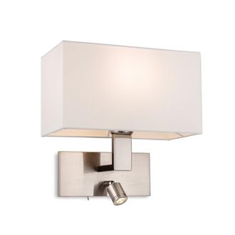 Netlighting Raffles Wall Lamp Adjustable Switched Reading Light Steel Cream Shade in Grey