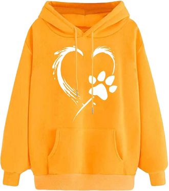Generic Womens Hoodies UK Autumn/Winter Hooded Sweatshirt Fleece Lined Long Sleeve Shirts Hearts Printed Hoodies with Drawstring Ladies Basic Casual Tops Comf