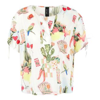 Marc Cain Blouse met ruches - Dames - Blouses & Shirts - Veelkleurig - Maat: S Katoen