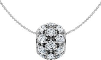 Pompeii3 1Ct Pave Puff Slide Diamond Pendant Womens Necklace 18 Lab Grown Gold