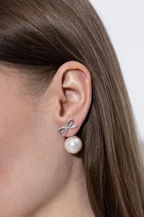Self Portrait Earrings With Glass Pearls, Womens, Silver