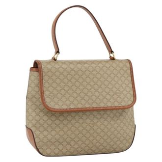 Celine Vintage Macadam Canvas And Leather Beige Canvas Handbag (Pre-Owned)