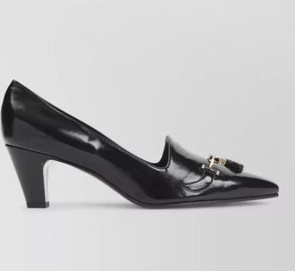 Celine queen tassel leather pumps gold detail