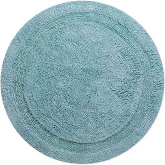 Wecon Home Alfombra de ba&ntilde;o azul gris&aacute;ceo redonda de algod&oacute;n 80 cm