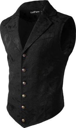 Generic VATPAVE Mens Victorian Suit Vest Steampunk Gothic Waistcoat XX-Large SU14 Black
