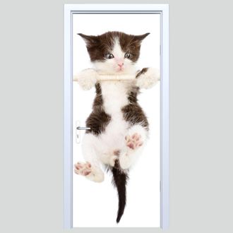 OEM Pegatina De Tela Para Puerta Con Gatito En Una Cuerda 218pd