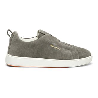 Santoni Schoenen, Heren, Grijs, 41 EU, Su&egrave;de, Suede Slip-On Sneaker