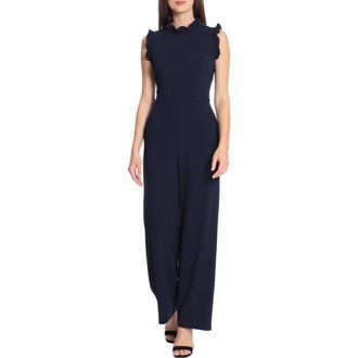 Maggy London Ruffle Wide Leg Jumpsuit in Twilight Navy at Nordstrom Rack, Size 12