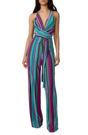 Diane Von F&uuml;rstenberg Daphne Stripe Racerback Jumpsuit in Tropez Stripe Gossip Pink at Nordstrom, Size 10