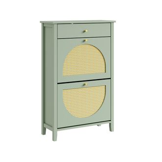 SoBuy Sobuy Armario Zapatero Verde Con Caj&oacute;n Mueble Para Zapatos Con Puertas Abatibles Organizador De Calzado De Mdf 62&times;25&times;97 Cm Capacidad De Carga 25 Kg Fs