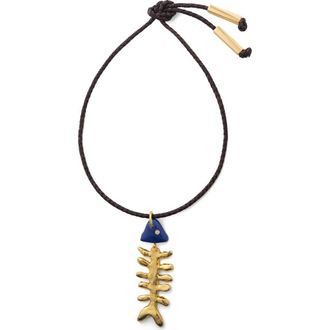 &Eacute;liou Bone Pendant Leather Necklace in Gold Plated at Nordstrom