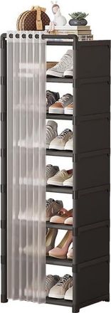 OEM Zapatero De 8 Niveles, Resistente Al Polvo, 42 X 30 X 124 Cm, Para Pasillo, Dormitorio Y Sal&oacute;n, Color Negro