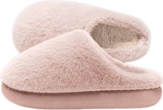 Generic Womens Fuzzy Winter Slippers 4Cm Platform Pillow Slippers, Plush Cozy Indoor House Shoes, Non-Slip Warm Cotton Slip-On Slippers,Pink,6.5 UK