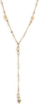 Nordstrom Rack Beaded Y-Necklace in White/Gold at Nordstrom Rack
