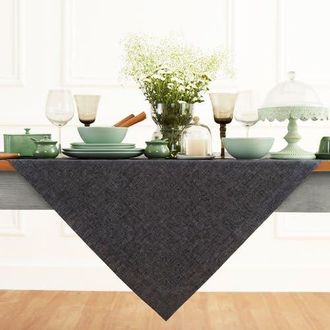 Solino Home Linen Table Throw - Athena, 52 x 52, 52 x 52 in Charcoal Grey at Nordstrom, Size Medium
