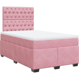 vidaXL Vidaxl - Cama Box Spring Con Colch&oacute;n Terciopelo Rosa 120x190 Cm