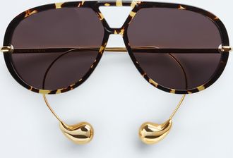 Bottega Veneta Drop Aviator Sunglasses - Brown - Unisex - 100% Recycled Acetate