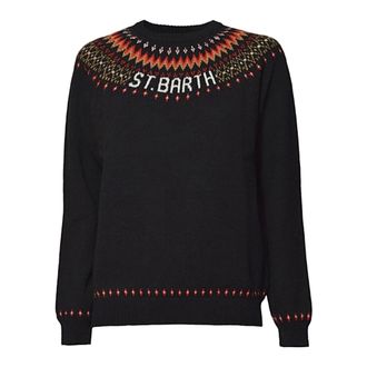MC2 Saint Barth Round-neck Knitwear, female, Black, Size: XS Maglia