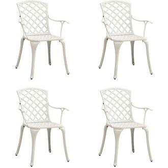 vidaXL Sillas De Jard&iacute;n 4 Pcs Aluminio De Fundici&oacute;n Blanca