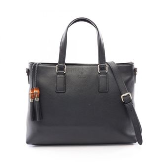 Gucci Black Leather Handbag Tote Bag (Pre-Owned)