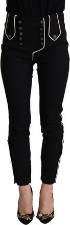 Dolce & Gabbana Womens Highwaisted Trousers Pan72825 - Black Wool - Size EU 40 (Womens)