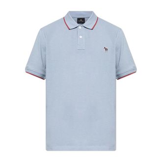 Paul Smith Polo Shirts, male, Blue, Size: 2XL Polo Shirt with Logo Patch