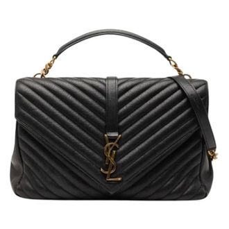 Saint Laurent Pre-owned Handbags, female, Black, Size: ONE SIZE Pre-owned The College Satchel