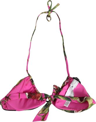 Dolce & Gabbana Fig Print Padded Triangle Bikini Top - Pink