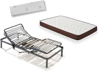 HOGAR 24 Cama Completa - Colch&oacute;n Viscobrown Doble Capa Viscosoft, Altura 15 Cm + Somier Articulado Con Patas De 25cm + Almohada Viscoel&aacute;stica, 90x190 Cm
