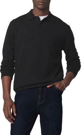 Joe's Long Sleeve Merino Wool Polo in Black at Nordstrom, Size Xx-Large
