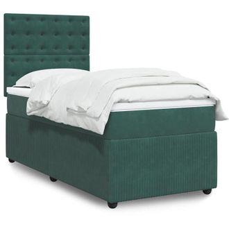vidaXL Cama Box Spring Con Colch&oacute;n Terciopelo Verde Oscuro 90x190 Cm Vidaxl
