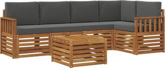 vidaXL Conjunto De Sof&aacute;s De Exterior 6 Uds. Natural Y Antracita Vidaxl