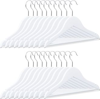 Relaxdays Pack De Perchas Infantiles, Madera, Blanco, 18 X 30,5 X 0,5 Cm, 20 Unidades - Relaxdays