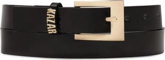 Kazar Smalle gelakte riem met gouden logo - Dames - Riemen - Zwart - 80 CM - Leer - Accessoires