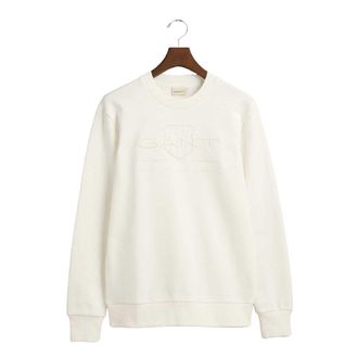 GANT Heren Sweatshirt met Tonaal Logo Crew Neck (Cr&egrave;me)