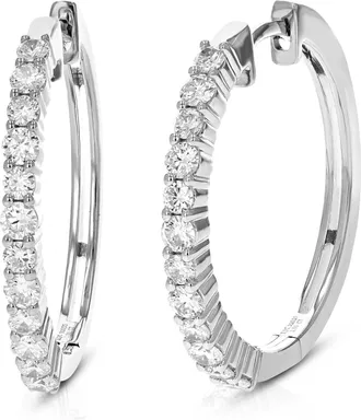 Vir Jewels 1 cttw Lab Grown Diamond Hoops Earrings in Sterling Silver With Hidden Post For Women