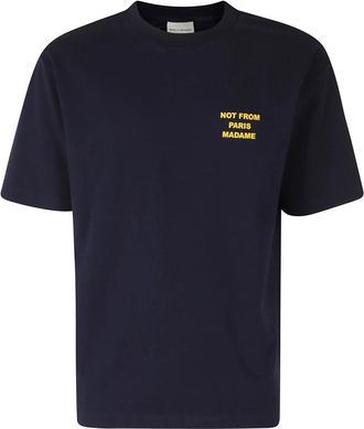 Dr&ocirc;le de Monsieur Slogan T-shirt - Heren - T-shirts - Blauw - M - Katoen - Tops