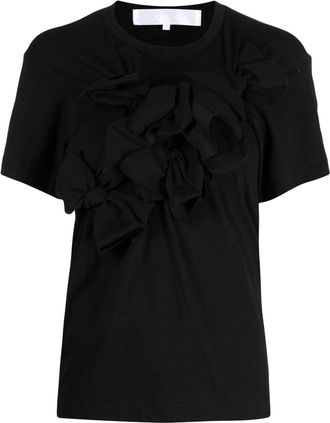 Comme Des Gar&ccedil;ons bow-detail cotton T-shirt - women - Cotton - S - Black