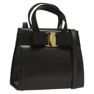 Ferragamo Tweedehands leren handtassen - Dames - Pre-owned - Zwart - Maat: ONE Size Leer