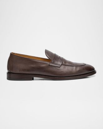 Brunello Cucinelli Men & apos;s Leather Penny Loafers