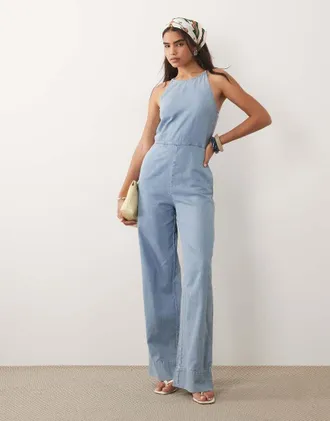 Mango Tuta jumpsuit in denim 100% cotone azzurra-Blu