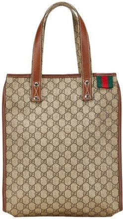 Gucci Beige Brown Pvc Leather Tote Bag (Pre-Owned)