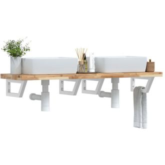 vidaXL Estante De Lavabo De Pared Acero Y Madera Maciza De Acacia Vidaxl