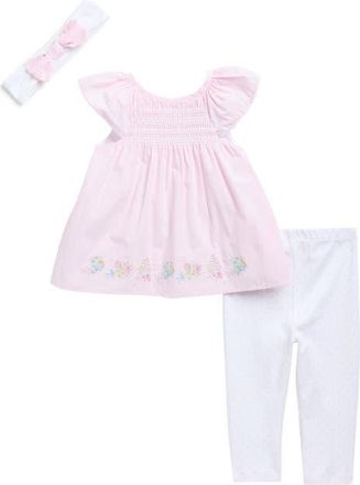 Little Me Posy Tunic, Leggings & Headband Set in Pink at Nordstrom, Size 12M