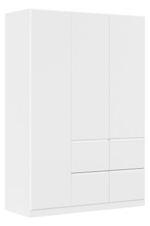 Xora Kleiderschrank, Weiß, Kunststoff, 2 Fächer, 4 Schubladen, 136x197x54 cm, Blauer Engel, Goldenes M, BQ - Bündnis für Qualität, Made in