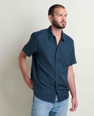 Toad & Co Airscape Short Sleeve Shirt in Midnight Dobby at Nordstrom, Size Xx-Large