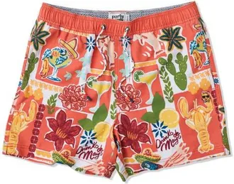 Party Pants Drinko de Mayo Party Starter 5-Inch Swim Trunks in Red at Nordstrom, Size Xx-Large